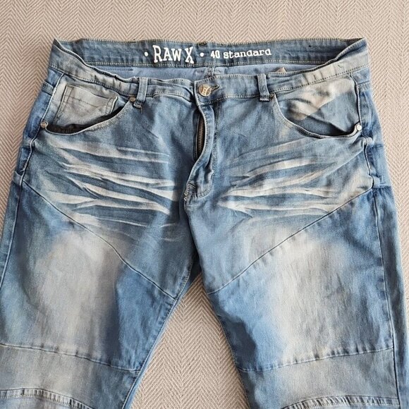 Raw X Jeans Men's 40x32 Standard Distressed Medium Wash Blue Stretch RN# 137711 - Picture 5 of 16